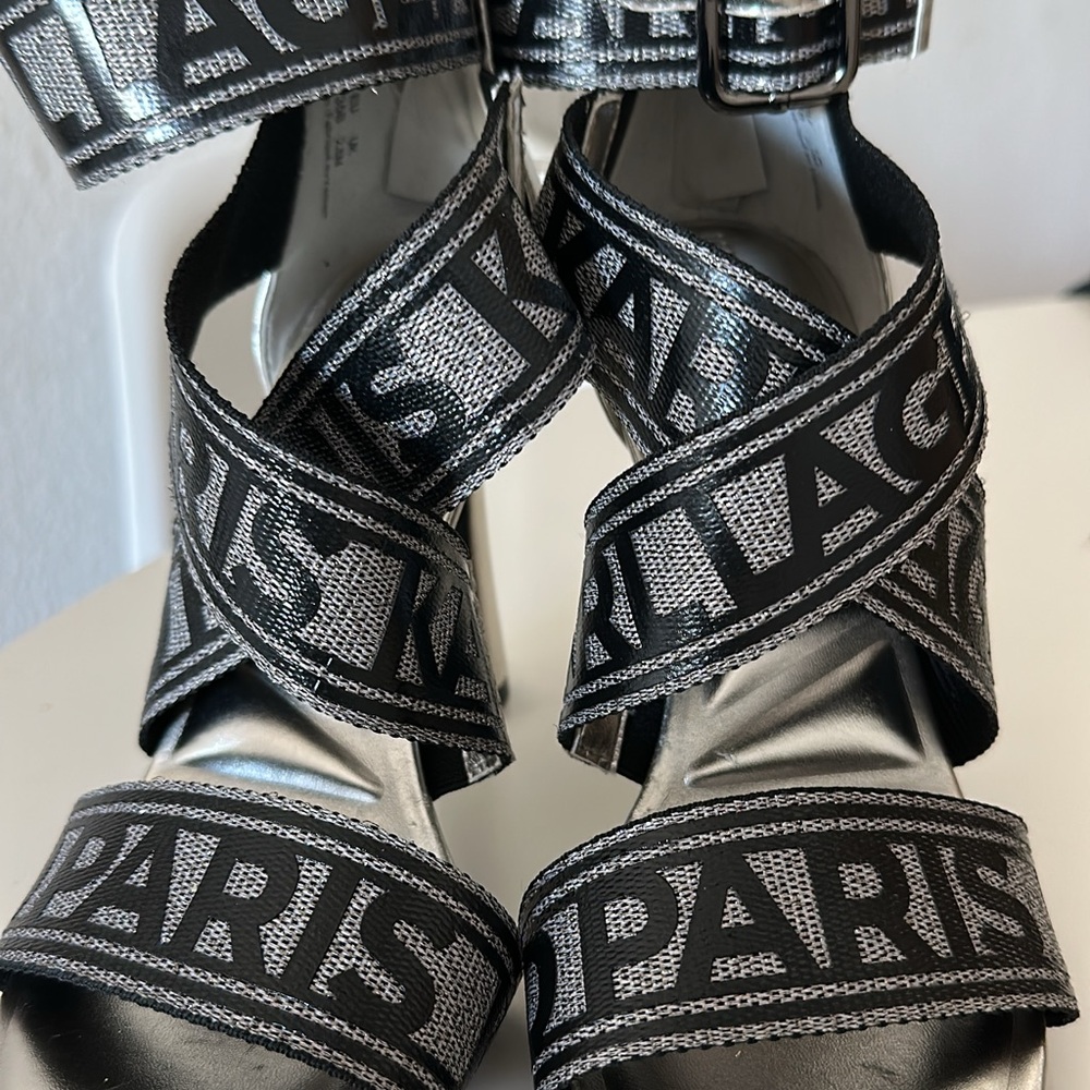 Karl Lagerfeld Black and Silver Sandals